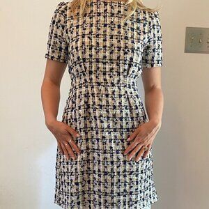 NWT J.ING mini dress Women's Medium/Large navy tan white metallic gold corporate